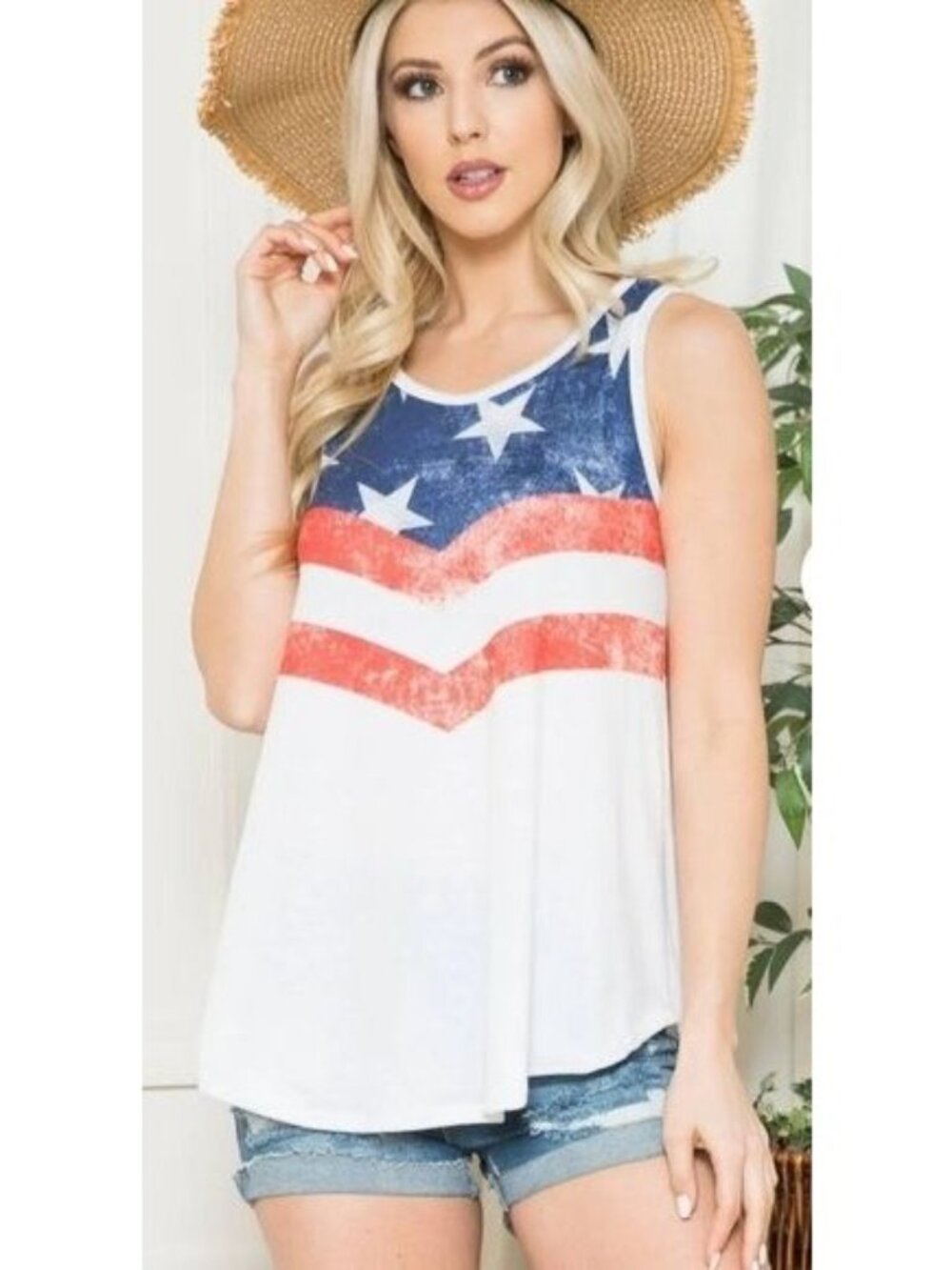 Womens Patriotic Sleeveless American Flag Tank Top By Acting Pro